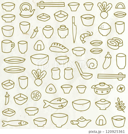 手描きの和食器のパターン 手描きの和食器のパターン 120925361