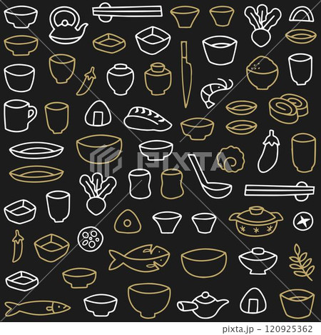 手描きの和食器のパターン 120925362