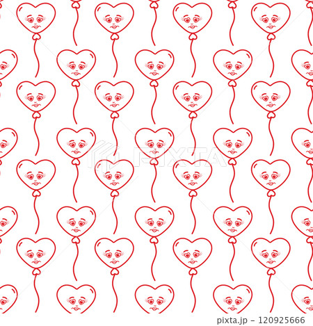 Heart shaped balloons with smiling face Seamless Pattern in trendy minimalism St Valentines Day fond 120925666