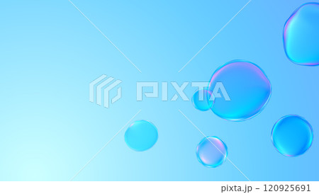 青い空に飛ぶシャボン玉　背景素材　コピースペース 120925691