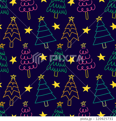 Abstract Christmas tree doodle hand drawn with different shape seamless pattern background for wrapping and wallpaper Abstract Christmas tree doodle hand drawn with different shape seamless pattern background for wrapping and wallpaper 120925731