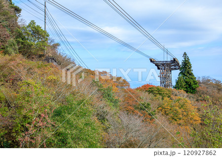 秋の筑波山とロープウェイ 茨城県つくば市 秋の筑波山とロープウェイ 茨城県つくば市 120927862