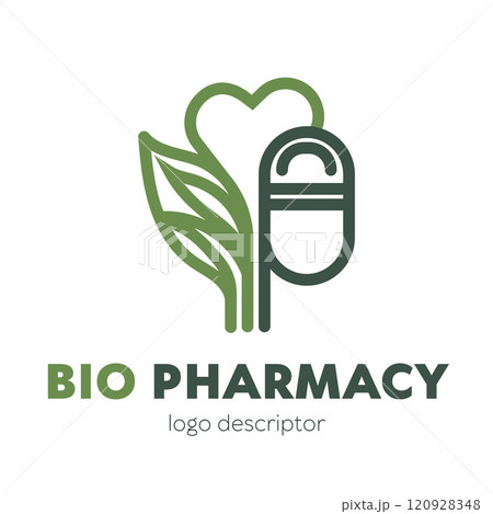 Bio technology and pharmacy logo design vector illustration.icon . Suitable for business and technology, web, flyers isolated on white background 120928348