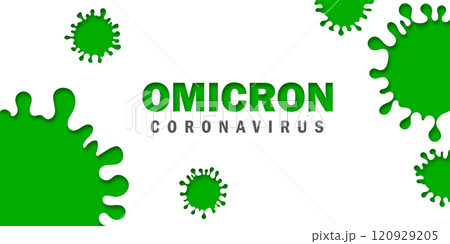Omicron variant of COVID-19, which New strain of coronavirus. Omicron. Green Vector illustratoin 120929205