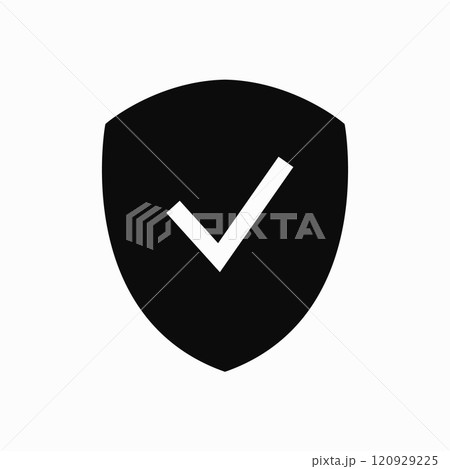 Shield check mark flat icon. Vector clipart illustration 120929225