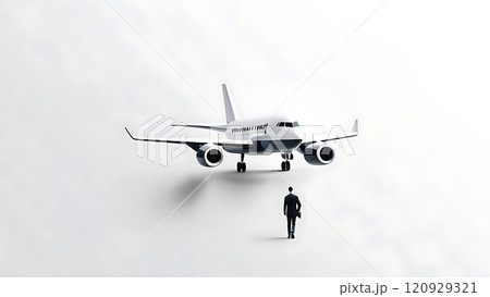 旅客機とビジネスマンのイメージイラスト 旅客機とビジネスマンのイメージイラスト 120929321
