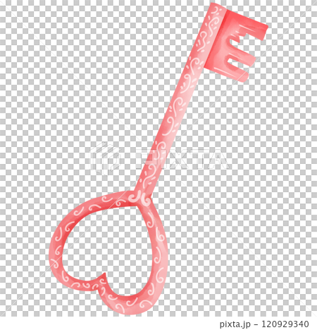 hand drawn watercolor sweet pink key 120929340