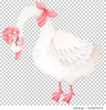 Swan with sweet pink flower crown, watercolor, hand drawn Swan with sweet pink flower crown, watercolor, hand drawn 120929351
