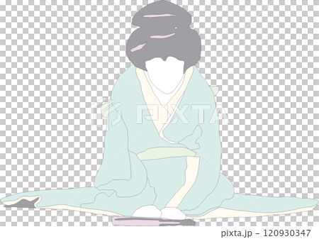 A woman in a kimono bowing, a scene from Japanese dance 120930347