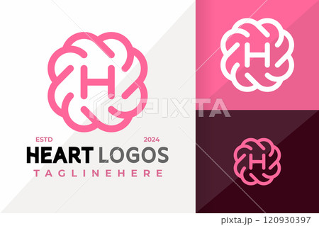 Letter H Heart Flower Logo Icon Vector Design Illustration 120930397