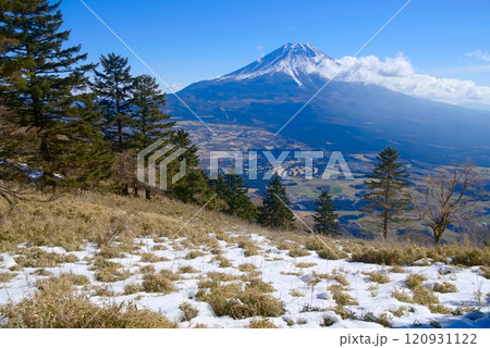 静岡県富士宮市の天子山塊毛無山、大見岳付近から望む富士山 静岡県富士宮市の天子山塊毛無山、大見岳付近から望む富士山 120931122