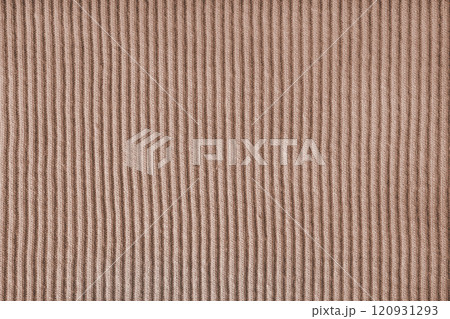 Jersey textile background , brown striped ridge tricot fabric, cloth surface 120931293