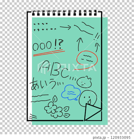 Illustration of a ring memo pad with doodles_02 Illustration of a ring memo pad with doodles_02 120933095