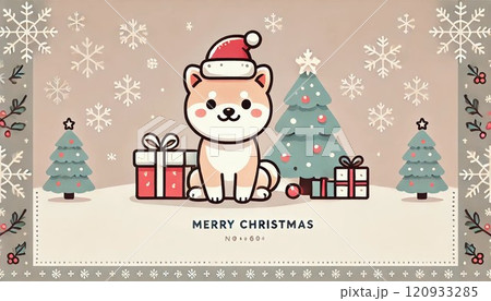 クリスマス　かわいいメッセージカード　柴犬 120933285