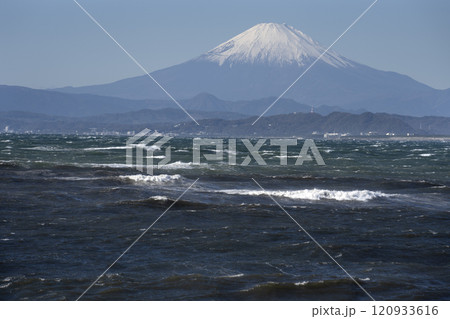 Fuji mountain view from Enoshima island, Japan. Fuji mountain view from Enoshima island, Japan. 120933616