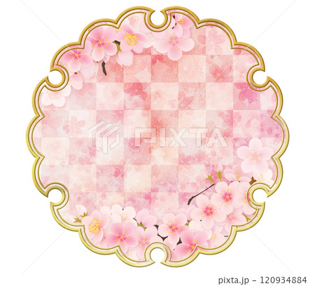 金色の雪輪のラインとソメイヨシノのある背景素材 金色の雪輪のラインとソメイヨシノのある背景素材 120934884