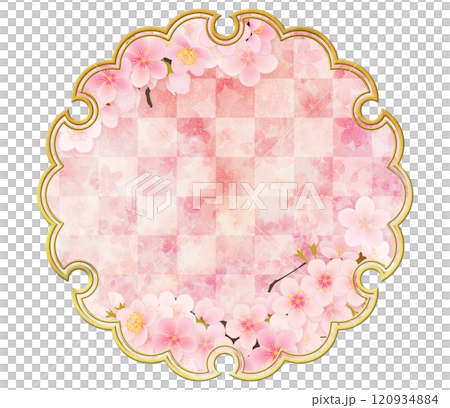 金色の雪輪のラインとソメイヨシノのある背景素材 金色の雪輪のラインとソメイヨシノのある背景素材 120934884