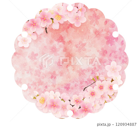 金色の雪輪のラインとソメイヨシノのある背景素材 金色の雪輪のラインとソメイヨシノのある背景素材 120934887