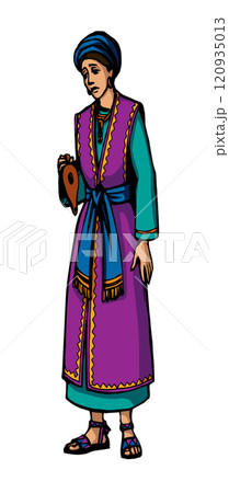 Vector drawing. Girl with a lamp 120935013