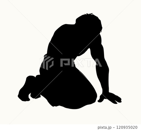 Vector drawing. Man bow praying 120935020