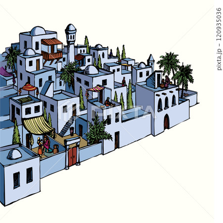 Vector drawing. Old arabic city 120935036