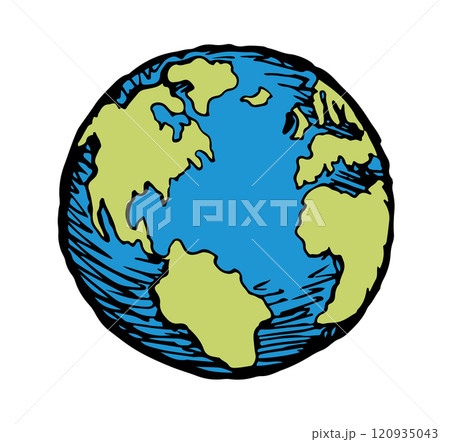 Vector drawing. Earth planet icon Vector drawing. Earth planet icon 120935043