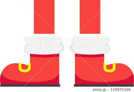 Christmas themed illustration featuring santa claus s iconic red boots with white fur trim, evoking a sense of holiday cheer and anticipation for gifts 120935266