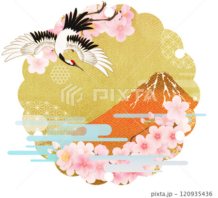 金色の雪輪のラインとソメイヨシノのある背景素材 120935436