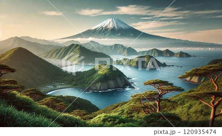 伊豆半島から望む富士山｜海岸と自然が織りなす絶景 120935474