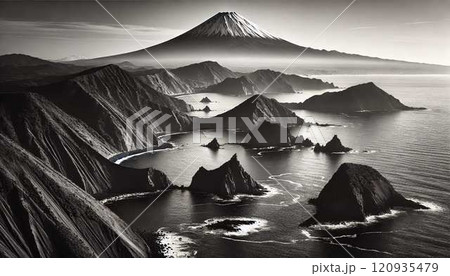 伊豆半島から望む富士山｜海岸と自然が織りなす絶景 120935479