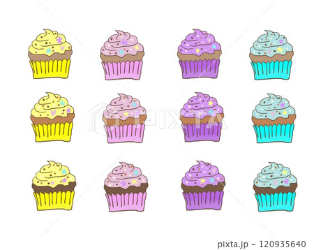 カラフルなカップケーキ 120935640