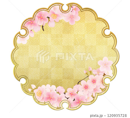 金色の雪輪のラインとソメイヨシノのある背景素材 120935728
