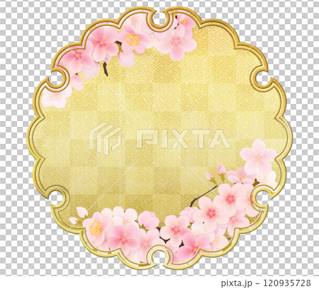 金色の雪輪のラインとソメイヨシノのある背景素材 120935728