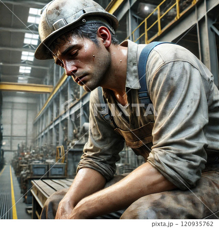 暑い環境で働く現場作業員 120935762