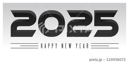 Happy New Year 2025 strict monochrome design. Creative design of 2025 typography 120936072