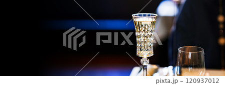 デート で シャンパン で 乾杯 【 婚活 の イメージ 】 120937012