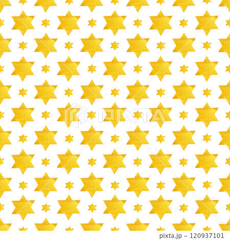 Textured Christmas star seamless pattern hand painted with watercolors. High quality illustration for cards, textile, wrapping paper, linens, Christmas design, decoration, napkins, packaging 120937101