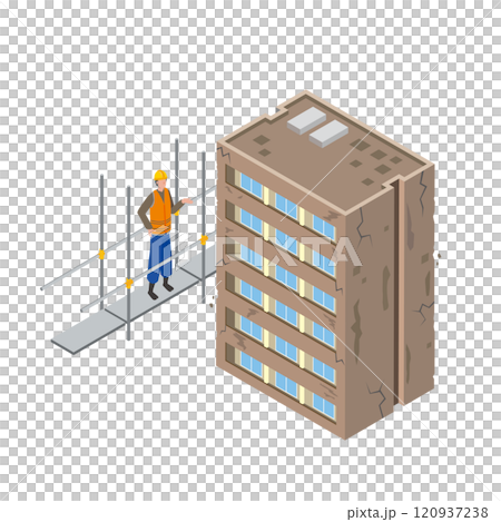 修繕を行う老朽化したマンション 修繕を行う老朽化したマンション 120937238