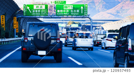 東名高速道路 の 秦野中井 の 上り線 は 有名 な 渋滞 ポイント 【 道路渋滞 の イメージ 】 120937493