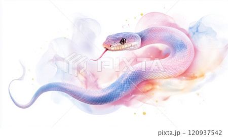 ヘビ イラスト パステルカラー グラデーション1のイラスト素材
