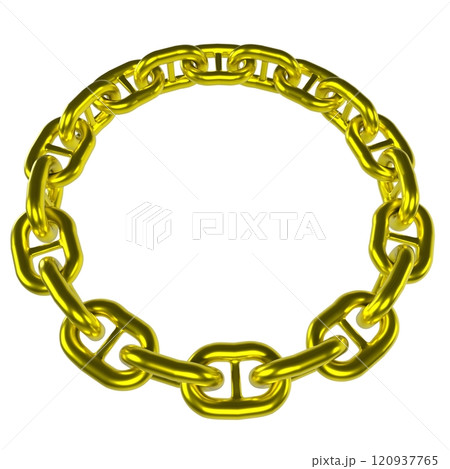 Gold chain with interlocking links isolated on white background Gold chain with interlocking links isolated on white background 120937765