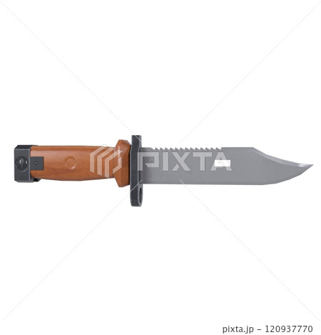 Military style knife with wooden handle and protective features 120937770