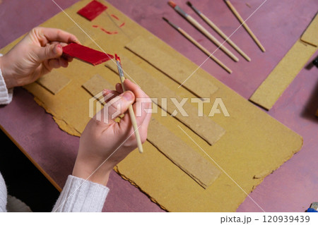 Wooden Christmas tree Sustainable preparation Diy process of making handmade decoration. Step by step activity for children. Inclusive and responsible stress relief holiday hobby Wooden Christmas tree Sustainable preparation Diy process of making handmade decoration. Step by step activity for children. Inclusive and responsible stress relief holiday hobby 120939439