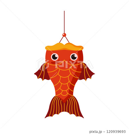 Windsock shaped Asian toy koi carp flat color vector object Windsock shaped Asian toy koi carp flat color vector object 120939693