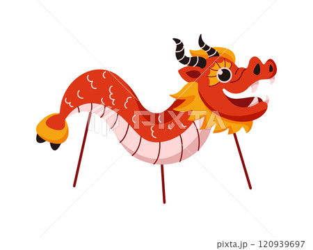 Traditional Chinese dragon puppet flat color vector object 120939697