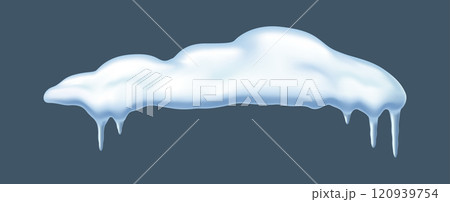 Melting snow forming icicles realistic vector illustration Melting snow forming icicles realistic vector illustration 120939754