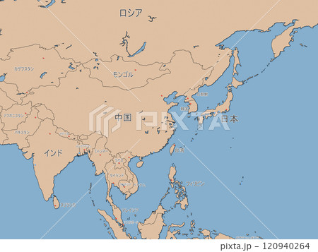 世界地図 日本語表記 国名入り 日本周辺 地球 世界地図 日本語表記 国名入り 日本周辺 地球 120940264