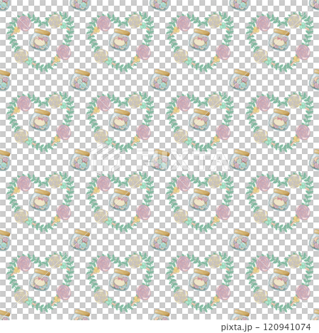 Seamless Pattern Assorted lollipop candies in a Glass jar. hand drawn cartoon style.  120941074