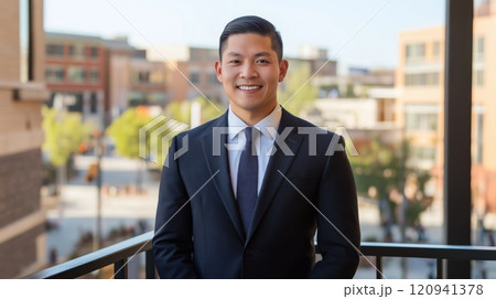 Confident male politician portrait with urban background for professional use Confident male politician portrait with urban background for professional use 120941378
