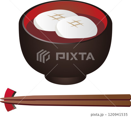 おしるこ　お汁粉　汁粉　あんこ　おもち　スイーツ　食べ物　お椀　イラスト　シンプル　イラスト 120941535